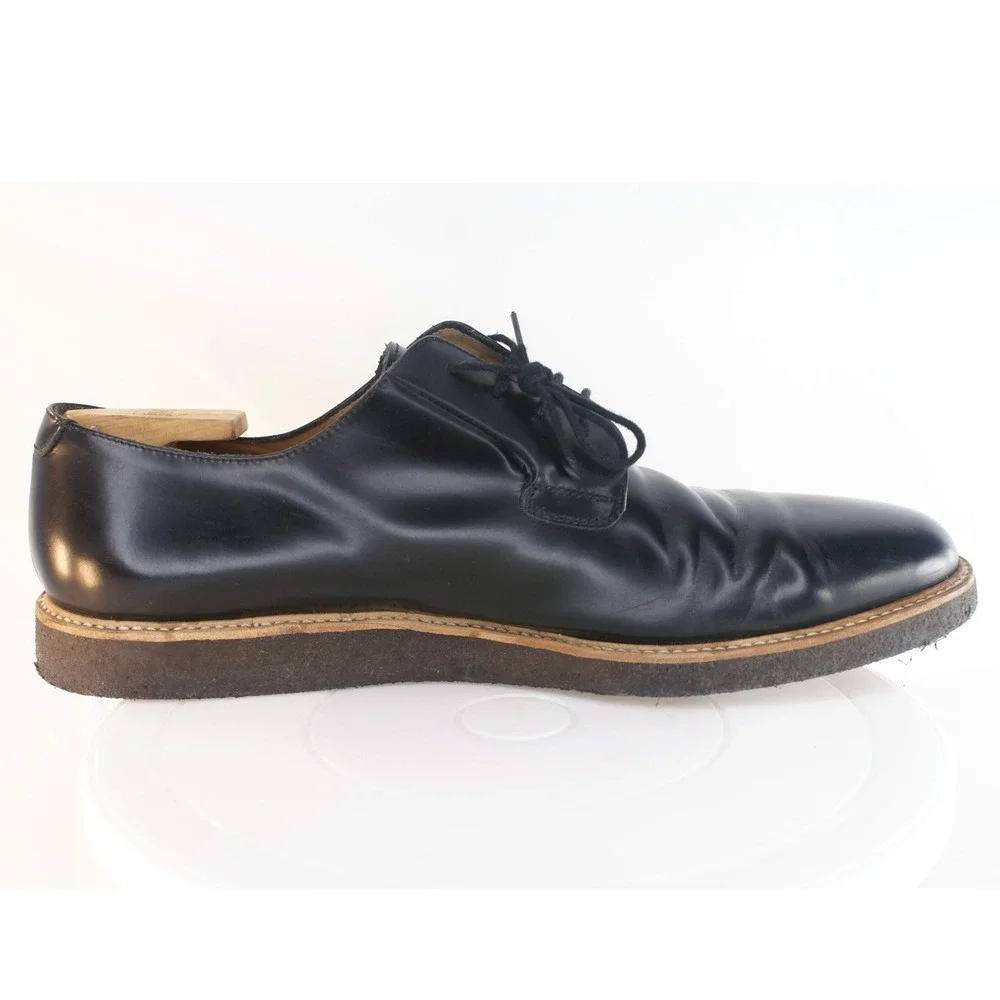 Common Projects Black Leather Derby Shoes EU46 US13 Made in Italy Crepe Sole